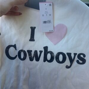 I Love Cowboys Shirt - White and Pink